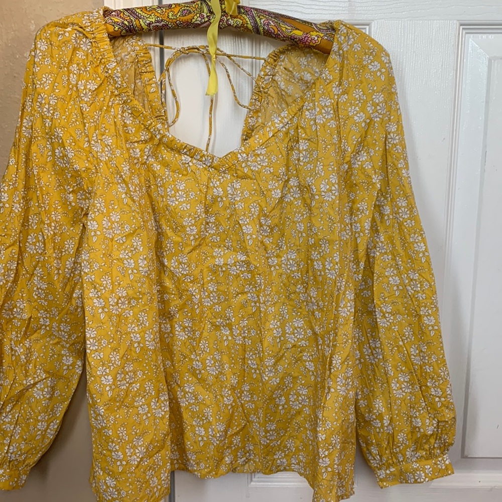 [J. Crew] x Liberty of London Yellow Floral V-Neck Capel Floral Print Blouse